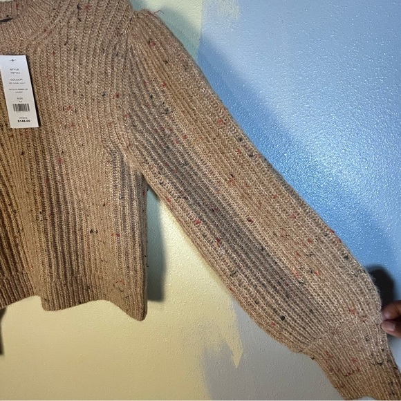 French Connection Size M Sweater Natalya Ribbed Sweater Camel Multi Wool Alpaca - Picture 9 of 11